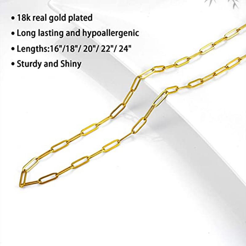 European American Style Minimalist Versatile Stainless Steel Paperclip Chain Necklace