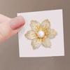 Gold Color Bauhinia Brooches Pearl Women's Corsage Flower Suit Wedding Party Elegant Lady Accessories Pin