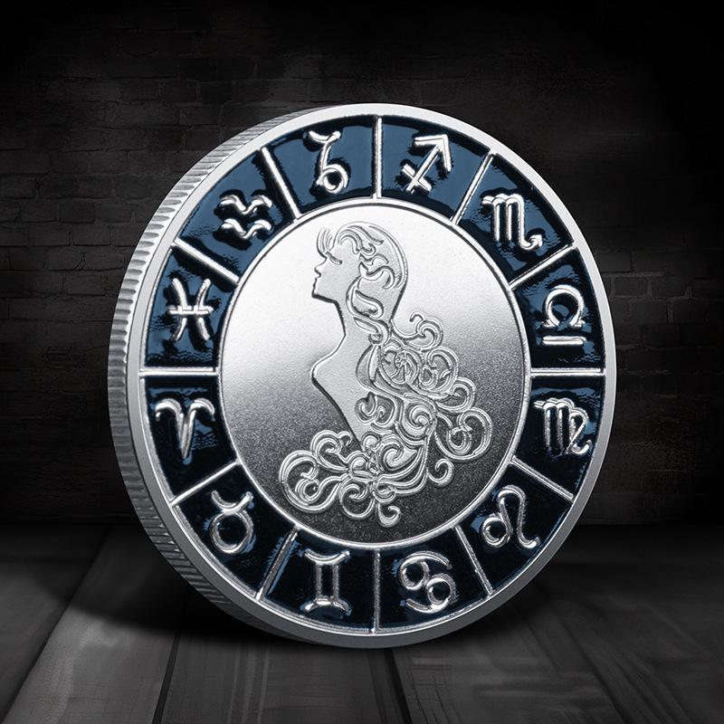 Single Zodiac Sign Commemorative Coin, Individual Constellation Collectible Medal, 40mm Diameter Astrology Souvenir Coin for Collection & Gift