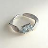 PANJBJ 925 Sterling Silver Zircon Rings for Women Couple Minimalist BLue Stone Jewelry Birthday Gift Prevent Allergy Wholesale