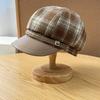 Hat Female Autumn and Winter Versatile Wool Duck Tongue Beret Show Face Small Warm Octagonal Hat Big Head Newsboy Hat
