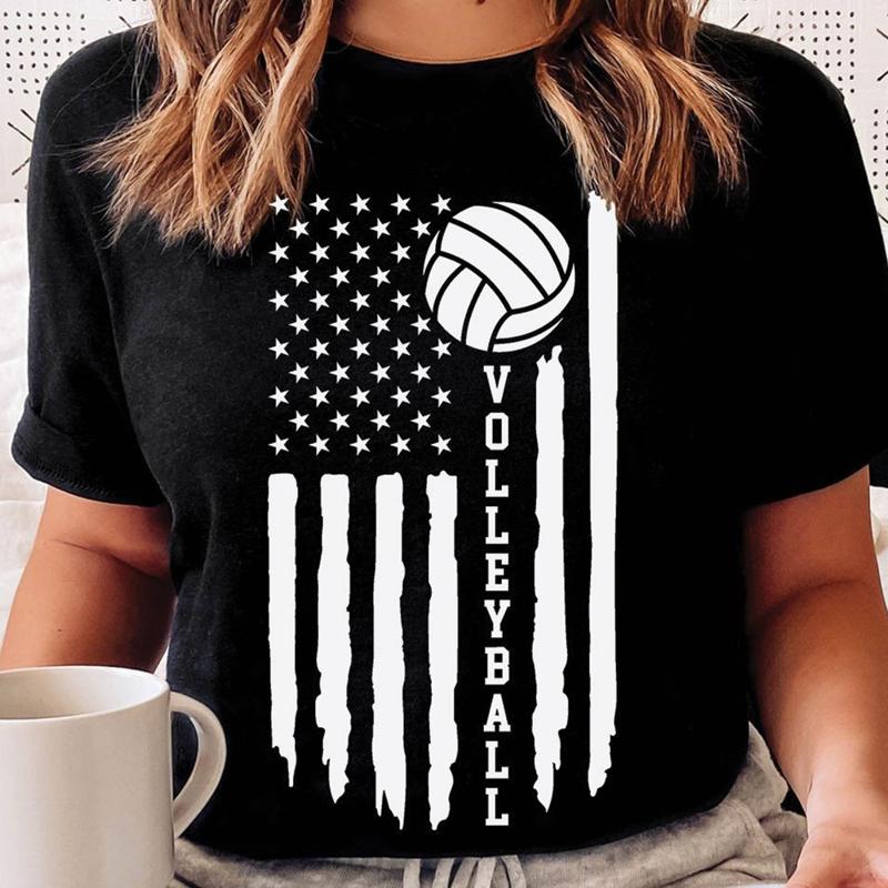 Unisex S Volleyball With Distressed Usa Flag Proud Love Sports Mama Novelty Tee
