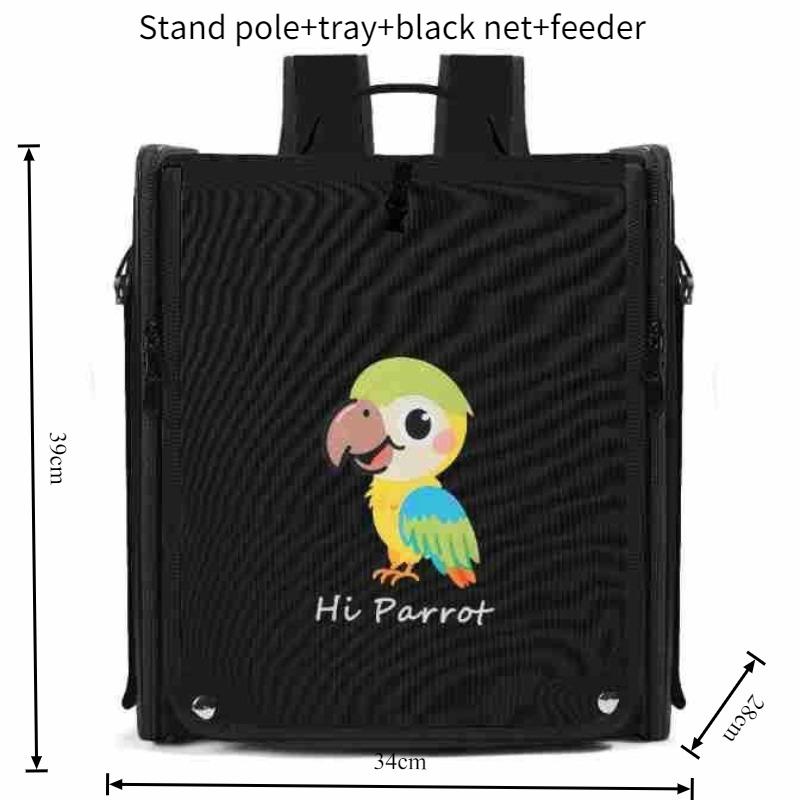 Portable Bird Cage Parrot Backpack Large Capacity Foldable Dove Parrot Handbag Outdoor Small Bird Carriers Pet Carrying Supplies чёрный