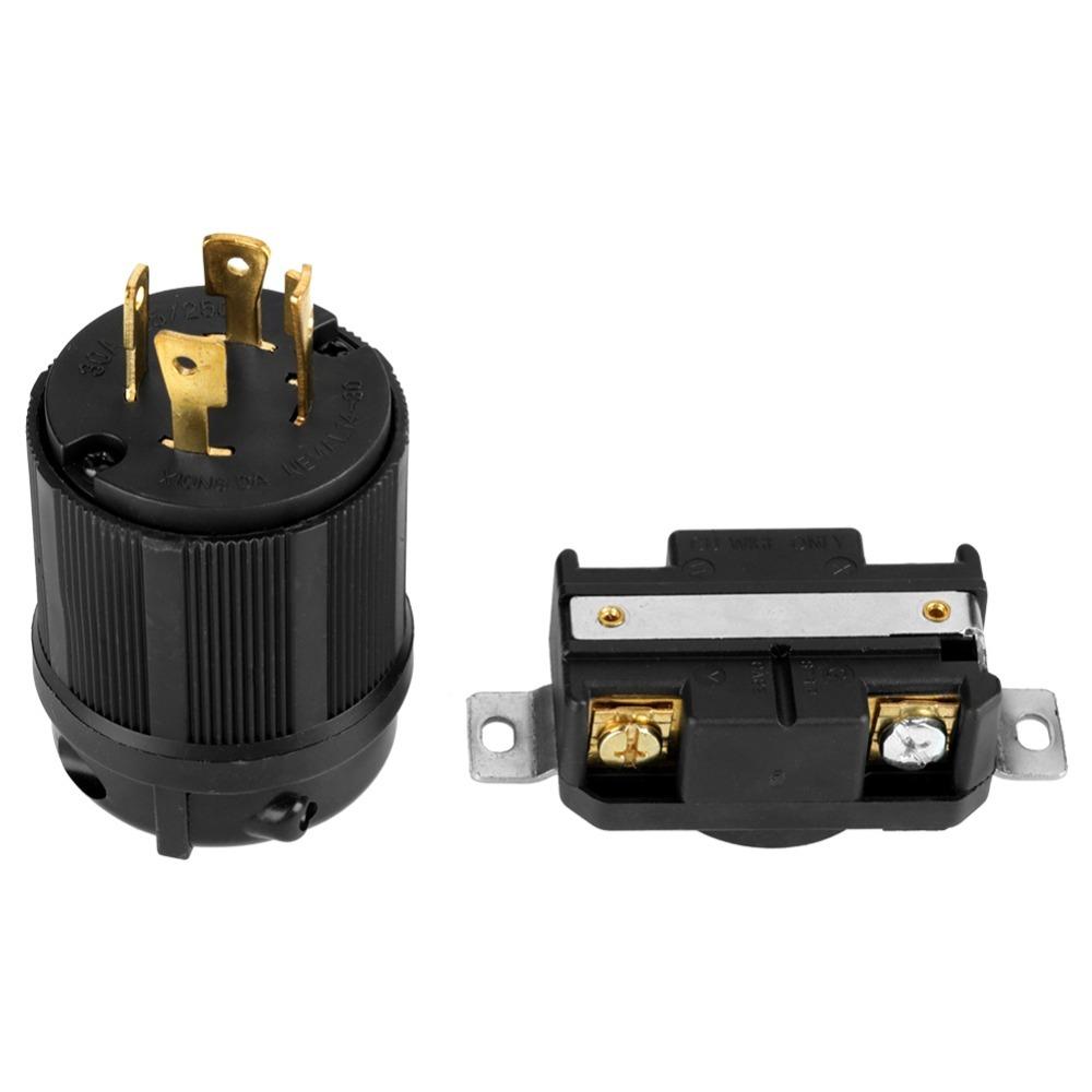 

1 Комплект Вилка-адаптер для генератора NEMA L14-30P 30A125V-250V 3 полюса 4 провода с заземлением Комплект вилки и розетки Медные проводники 4 контакта коричневый