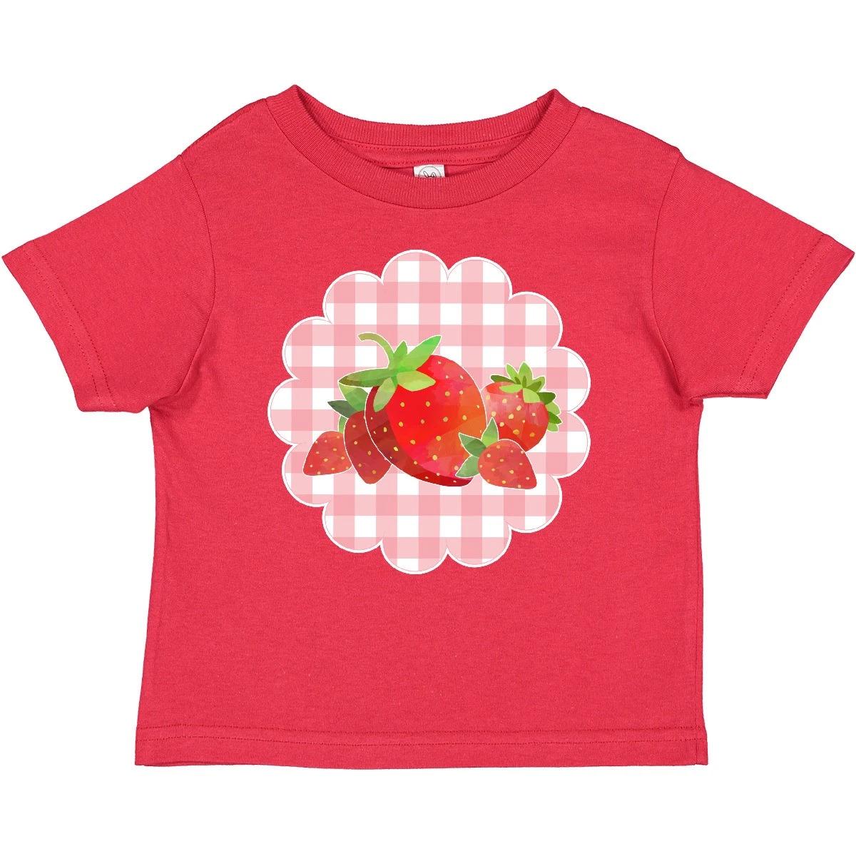 

Inktastic Strawberries On Checkered Background Baby T-Shirt Food Strawberry Red 100