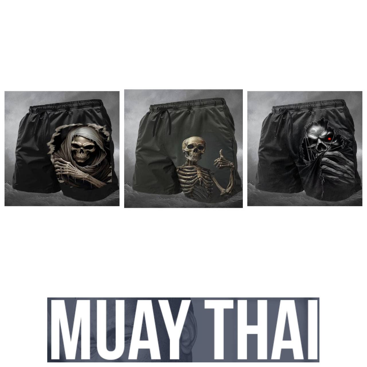 Teschio Scheletro Muay Thai MMA UFC Kick Boxing Pantaloncini Uomo Donna Unisex Allenamento Asciugatura Rapida Traspirante Sport Palestra Fitness Allen
