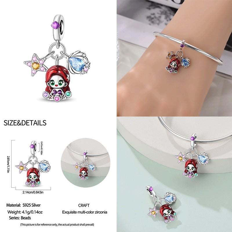 New 100% 925 Silver Pumpkin Car Princess & Cactus Pendant Fit 925 Bracelet Jewelry Making Women Gift