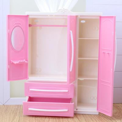 Armadio Miniatura Plastica Casa delle Bambole Accessorio Arredamento Camera da Letto Rosa