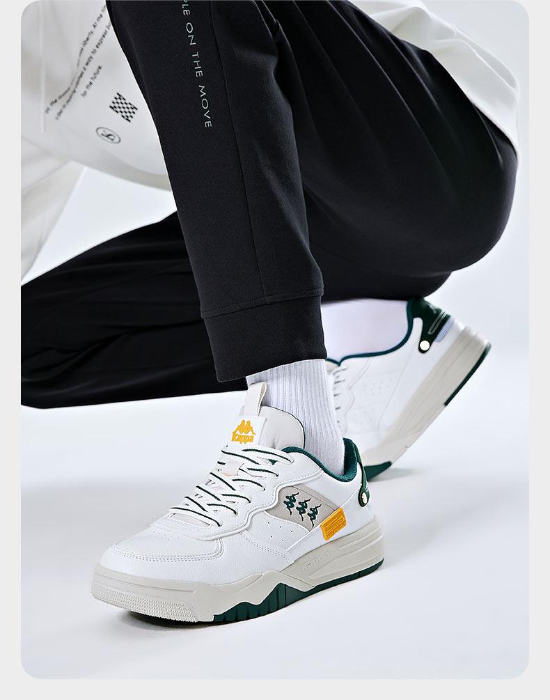 Kappa Board Shoes KOMPO Series Men's and Women's String Label Casual Shoes Leather Sports White Shoes