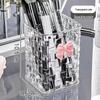 Elegant Rattan Weave Transparent Desktop Storage Box: High-End Lipstick and Cosmetics Organizer.