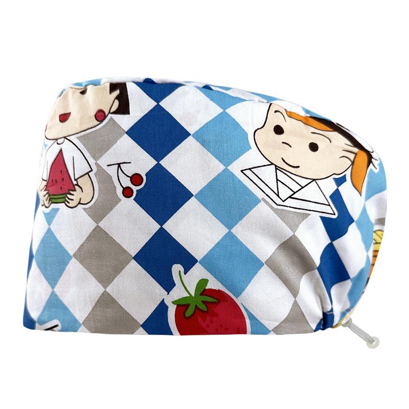 Floral Snap-Button Surgical Cap for Nurses and Doctors