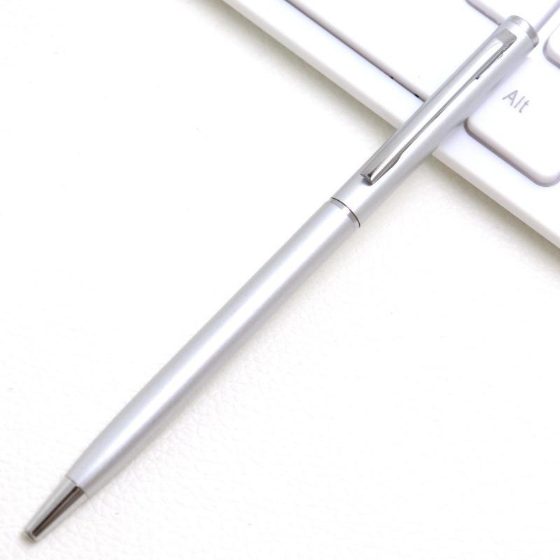Twist Type Ballpoint Pen Elegant Silver Appearance Medium Tip Smooth Writing Pen for Office Supplies