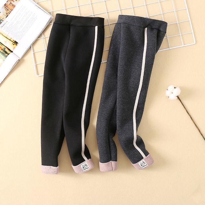 Girls' Winter Plus Velvet Thick Leggings - One-Piece Warm Outerwear Pants for Kids