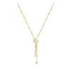 Titanium Steel Butterfly Tassel Necklace with Freshwater Pearls and Mother-of-Pearl