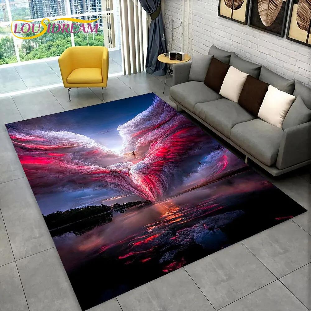 3D Natural ,Tornado, Cloud Twister Area Rug Large,Carpet Rug for Living Room Bedroom Sofa Doormat Decoration, Non-slip Floor Mat