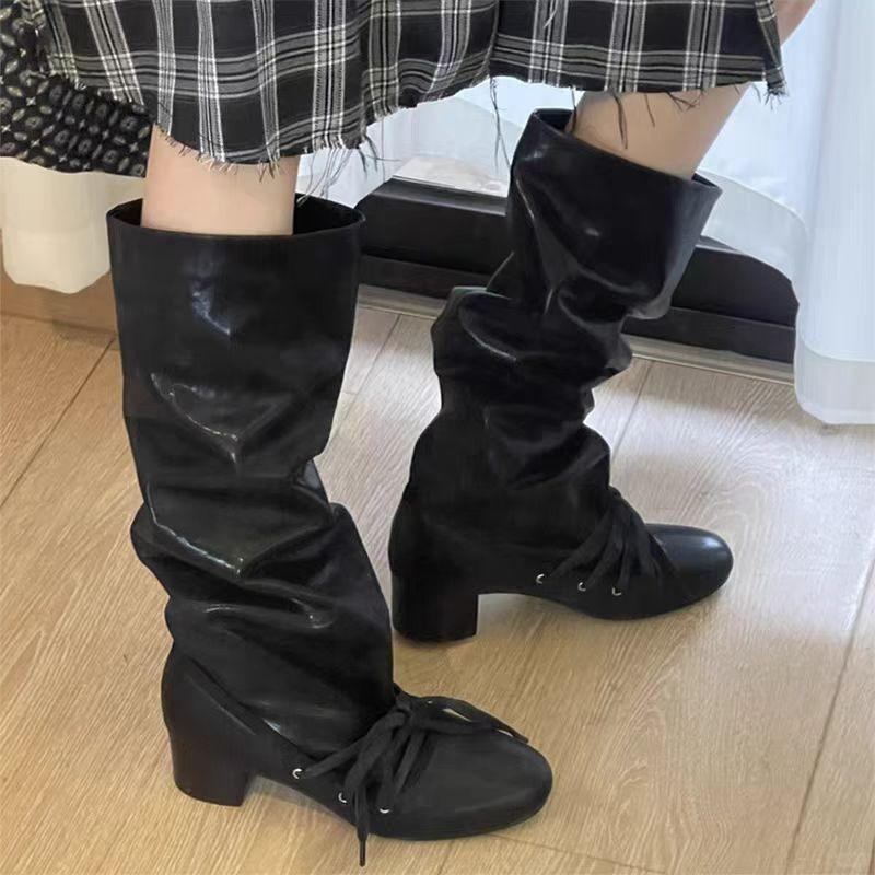 2026 New Designer Knee High Women Boots Chunky Fashion High Heels Shoes Winter New Gladiator Woman Goth Chelsea Long Botas Mujer