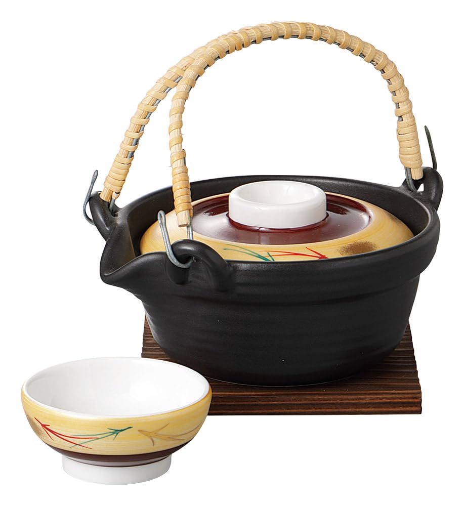 

Ale-net 250cc Earthenware Teapot with Matte Black and Gold Accents, Musashino Sparrow Mouth Design, Steamer