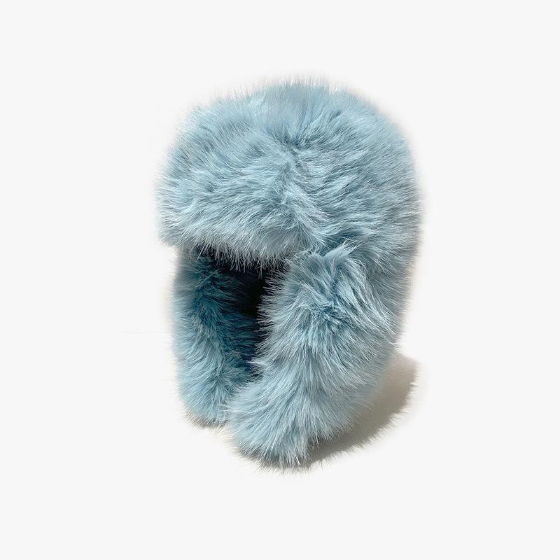 

Женская зимняя шапка-ушанка из искусственного меха норки - Плюшевая, пушистая, холодостойкая, с защитой ушей и очень толстым вельветовым слоем для катания на лыжах Adjustable синий