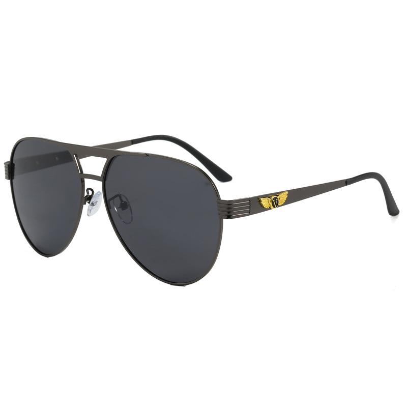 Fashion pilot driving sunglasses men's metal double beam high definition polarized UV protection sunglasses