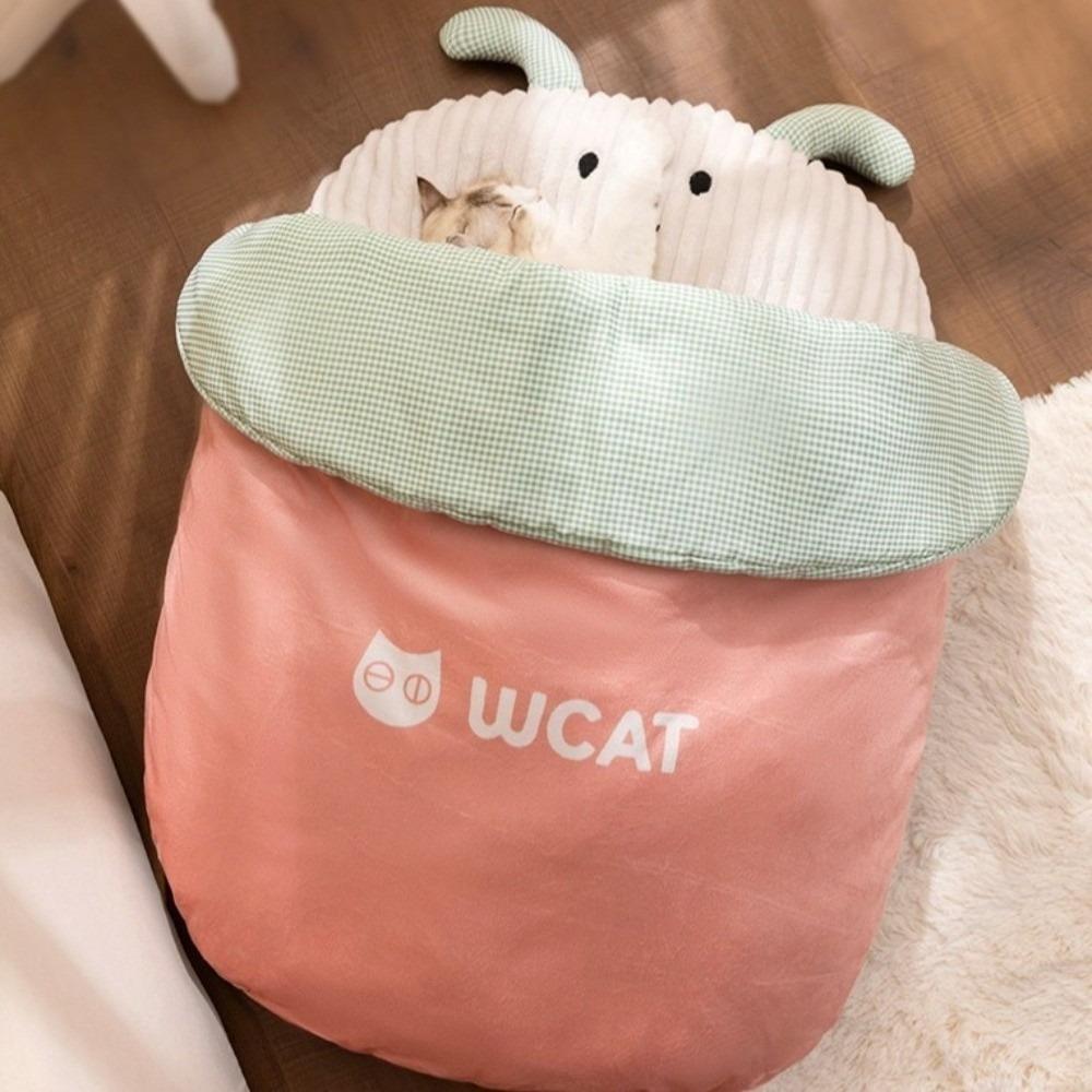 Cat Cushion Cartoon 3D Cat Sleeping Bag Semi-enclosed Comfortable Plush Cat Bed Soft Warm Cat Mattresses Autumn