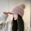 Rabbit Fur Knitted Hat Women's New Autumn and Winter Warm Wool Hat Fleece Ear Protection Hat Hairball Hat