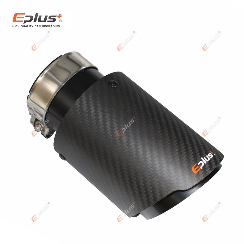 

EPLUS Car Matte Carbon Fiber Muffler Tip Exhaust System Pipe Mufflers Nozzle Universal Straight Stainless Black For Akrapovic 54mm-76mm