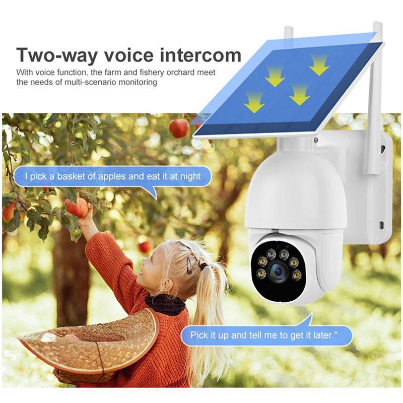 ABUO-Wifi Outdoor Cameras Wireless Security Surveillance Camera Low Power Consumption 360°View Spotlight EU Plug