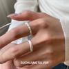 S925 Sterling Silver Freshwater Pearl Open Ring - Women's Stackable Frosted Band