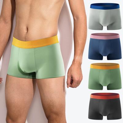 Men Boxer Underwear Elastic Mid-rise Tight Cut High Elasticity Shorts Panties