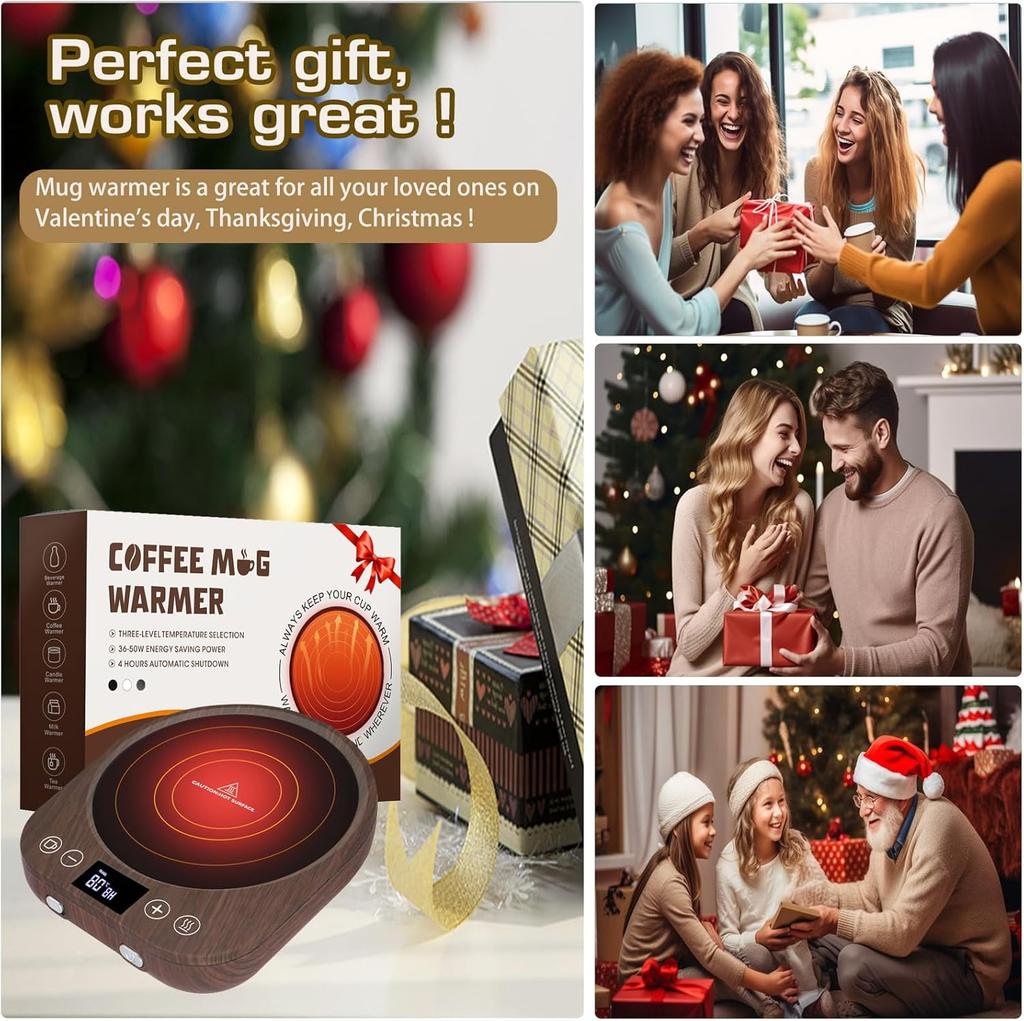 Coffee Mug Warmer, Mug Warmer for Desk, Smart Cup Warmer with Gravity Sensor, 9 Temperature Settings, 1-9H Timing, 4H Auto Shut Off