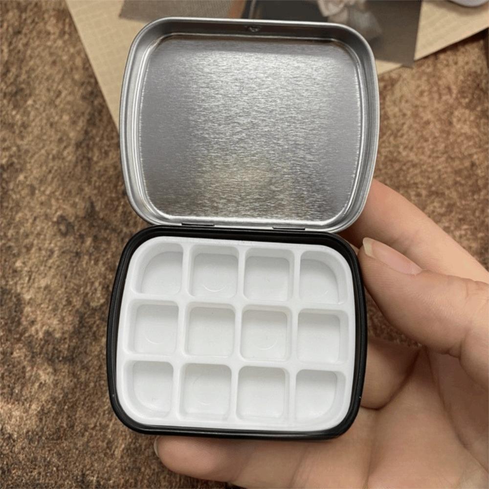 

12/24 ячейки Акварельная жестяная коробка Мини палитра для акварельных красок Поддон для красок для рисования Художественные принадлежности Black-12Grids