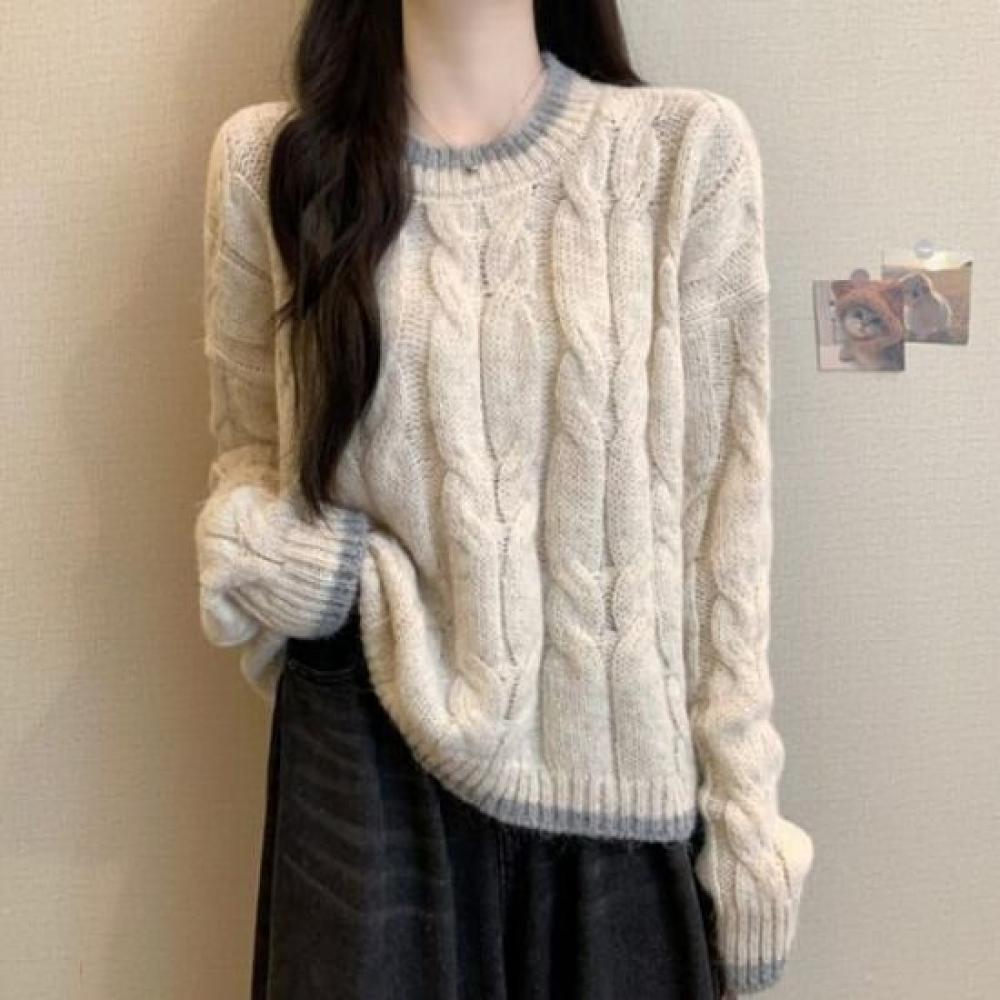 Navava Women Cable Knit Long Sleeve Sweater Nk2464