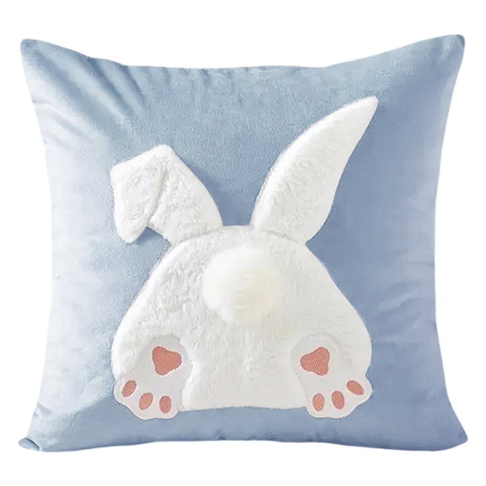 Easter Rabbits Throw Pillow Cover 45x45cm Rabbit Pattern Decorative Throw Pillowcase Plush Rabbit Pillowcase for Home Decor