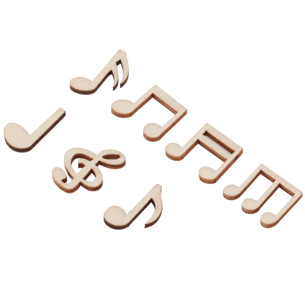 100pcs Unfinished Wood Musical Note Wood Pieces Mixed Decorative Wood Pieces Wooden Music Note Easy Painting