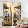 2pcs, 2D FLAT PRINTING Curtains (Without Rod) Savannah Harmony Popular Popular Curtain 100% Polyester Curtains Decorations