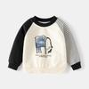 Spring New Boys Round Neck Pullover Sweater Children's Cartoon Color Matching Sleeve Jacket Baby Top