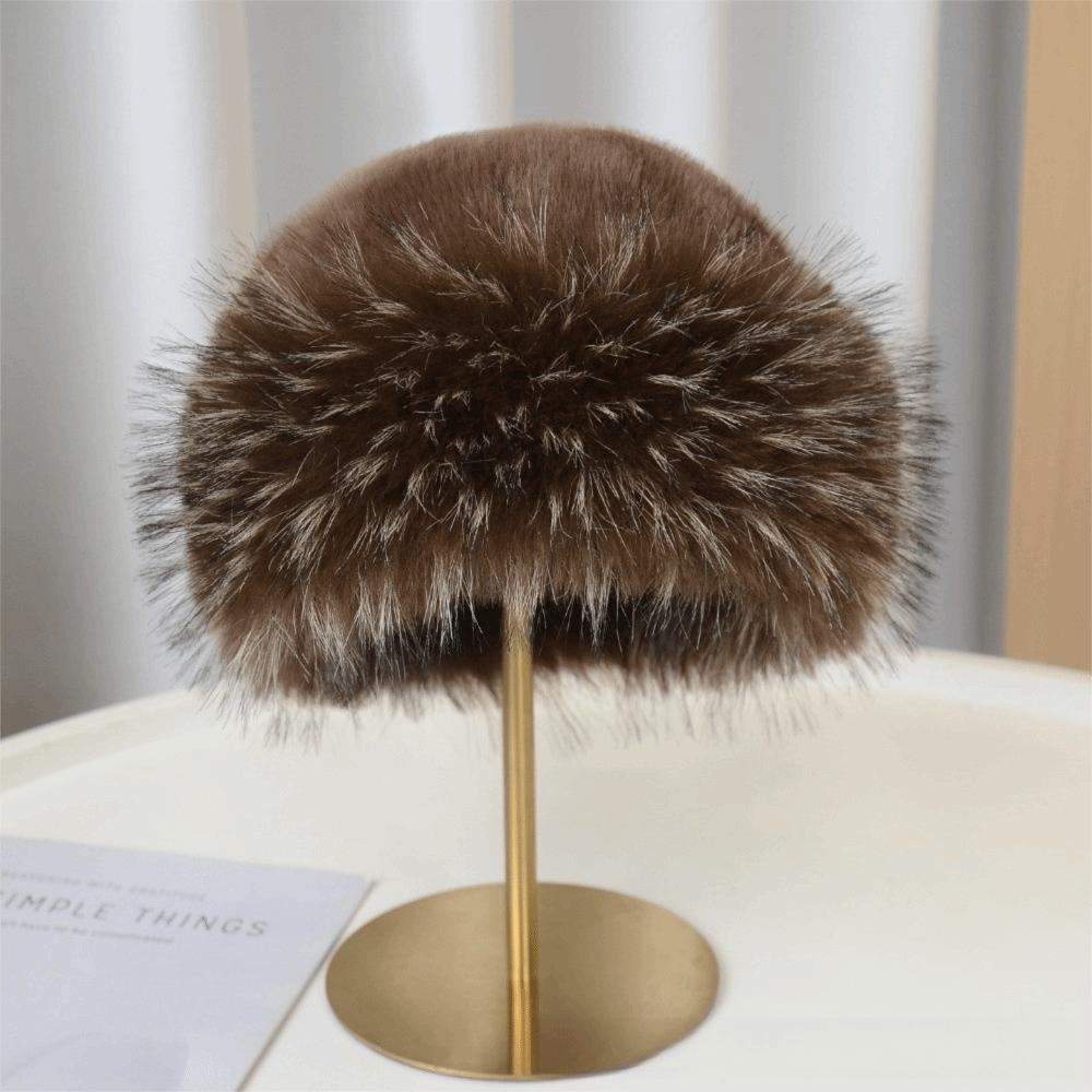 Warm Mink Fur Fisherman Hat Korean Style Fluffy Warm Hat Simple Plush Bucket Hat Ski
