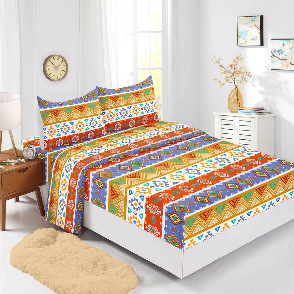 Four-Piece Mattress Digital Printing Mattress Protective Cover Bedding Bohemian