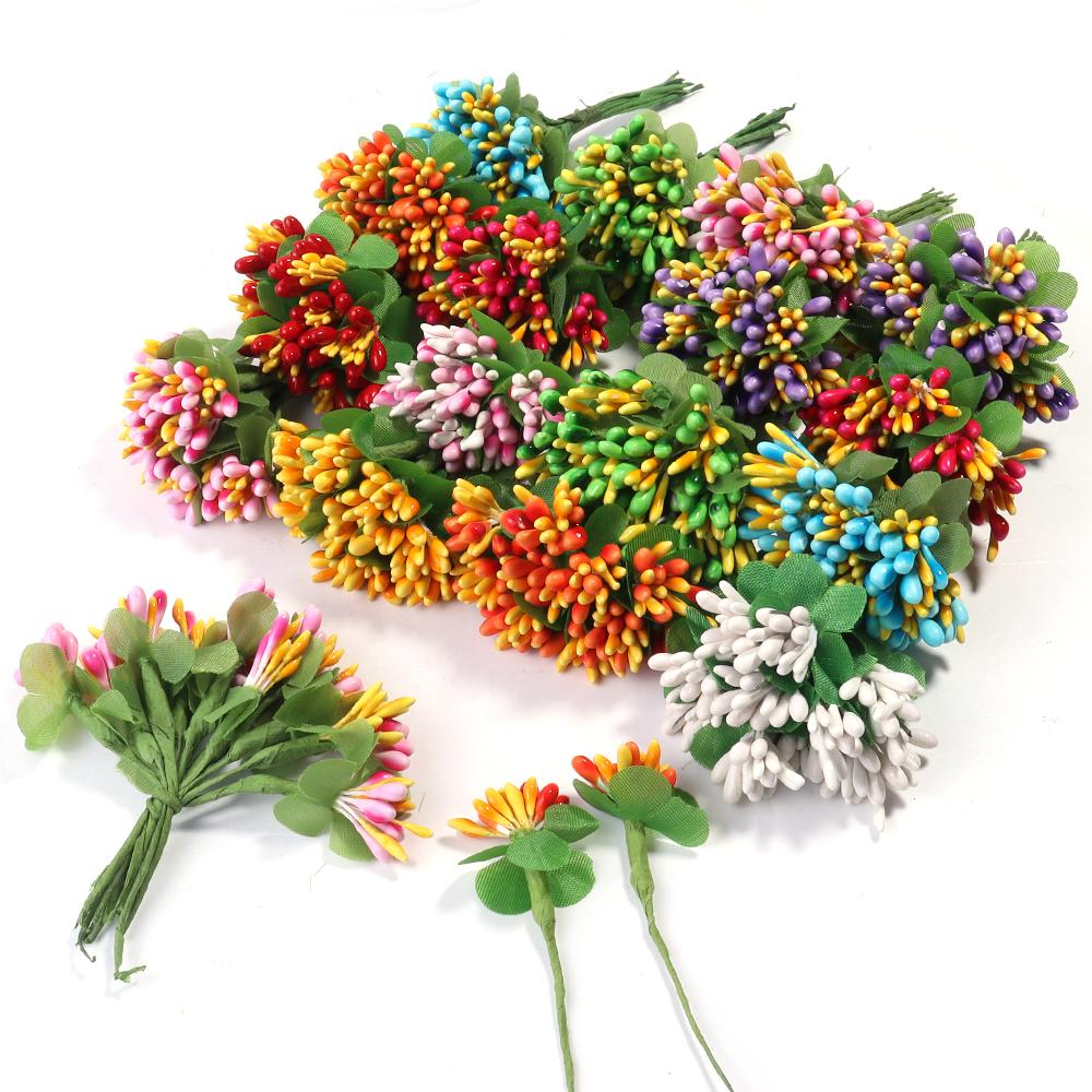 20pcs Bud Stamens Family Garden Handmade Artificial Bouquet Wedding Merry Christmas Decoration DIY Pearl Craft Fake Flowers