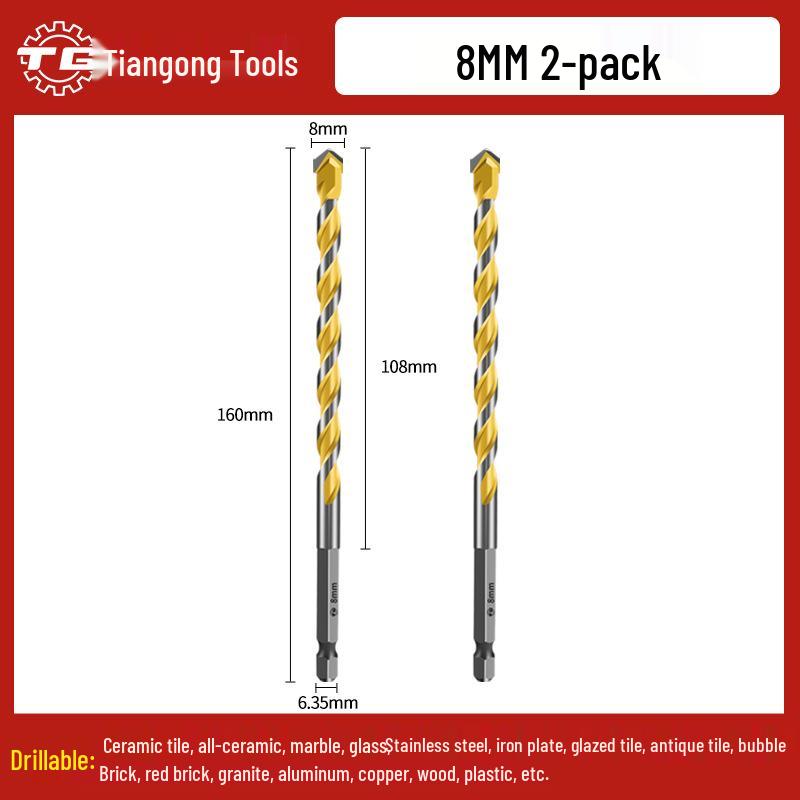 Tiangong Hex Shank Triangle Drill Bit for Concrete, Cement, and Brick Walls