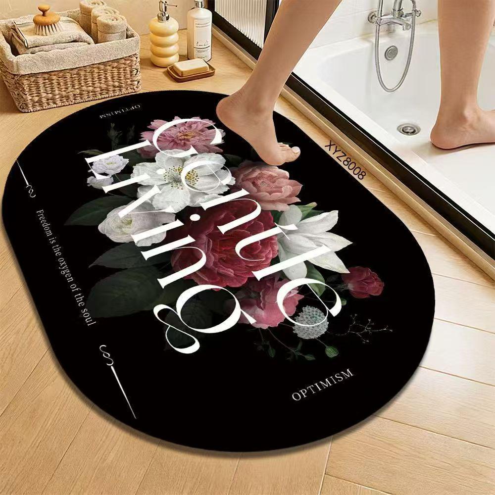 Luxury Floral Countertop & Bathroom Water-Absorbing Anti-slip Mat 30x40cm New Diatom Mud