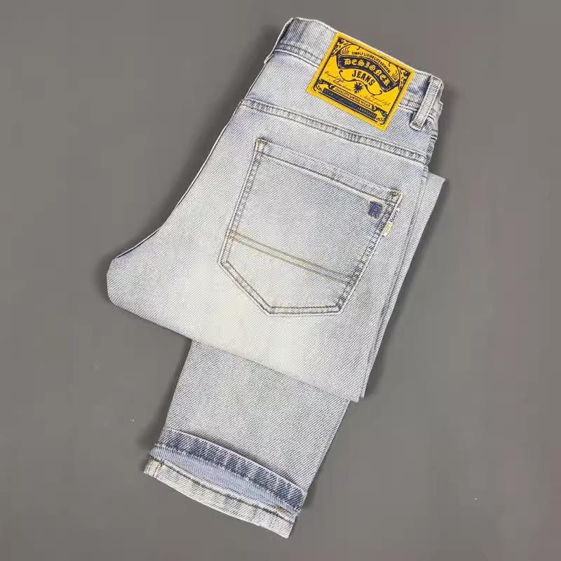 

Высококлассные Простые Модные Джинсовые Укороченные Брюки Цвета Снежинки для Мужчин Осенний Тренд Приталенные Прямые Эластичные в Четырех Направлениях Деловые Брюки 36 синий