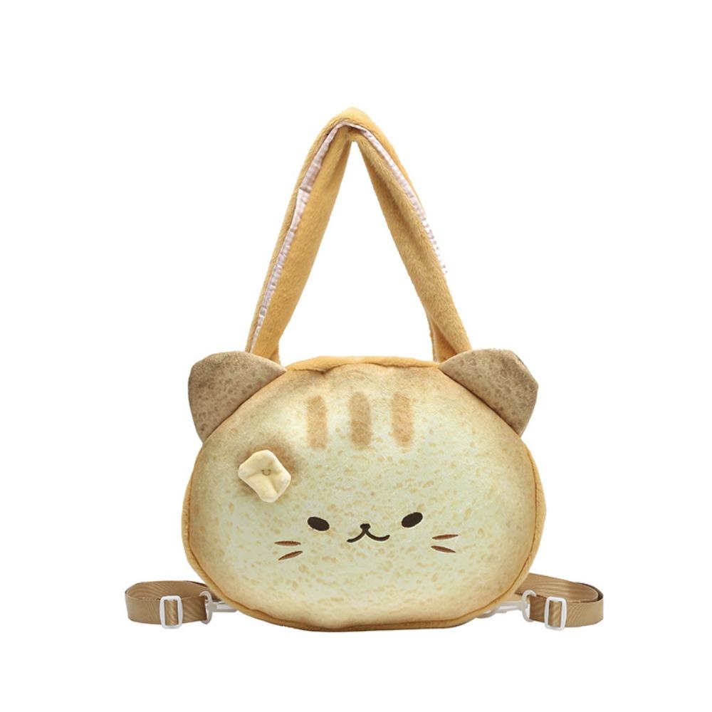 Harajuku Cartoon Toast Tote Bag Yellow Crossbody Bag Casual Butter Cat Shoulder Bag  Girls