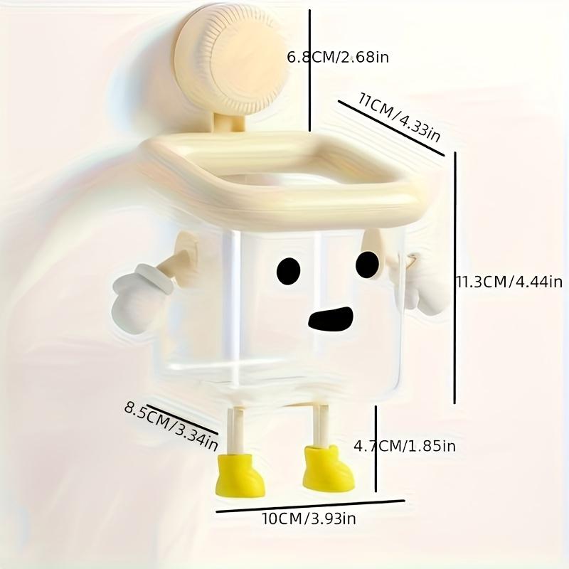 1PC Cute Cartoon Face Bathroom Storage Rack - Punching-free adhesive wall storage, dedicated to toothbrushes, cosmetics, razors and paper towels