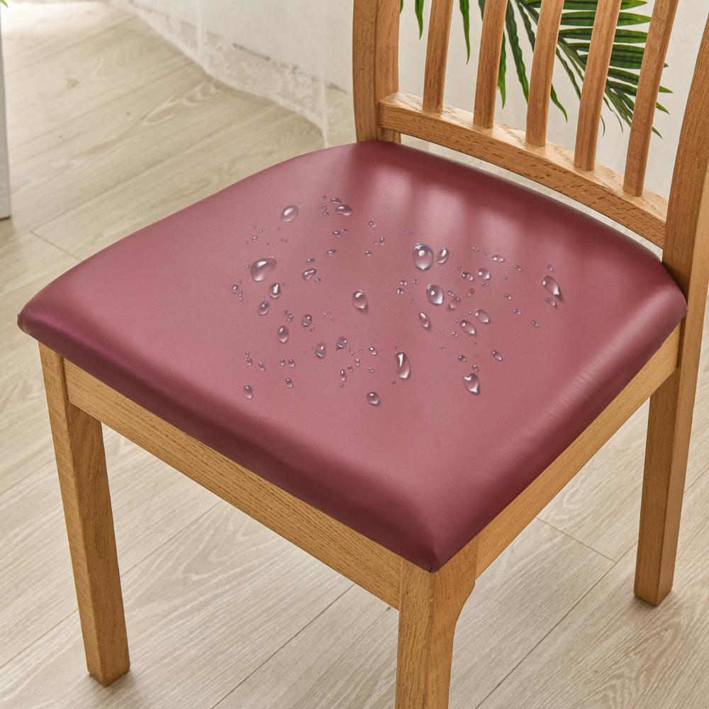 Chair Seat Covers PU Leather Square Chair Cushion Cover Waterproof Kitchen Removable Dining Room Upholstered Seat Slipcovers