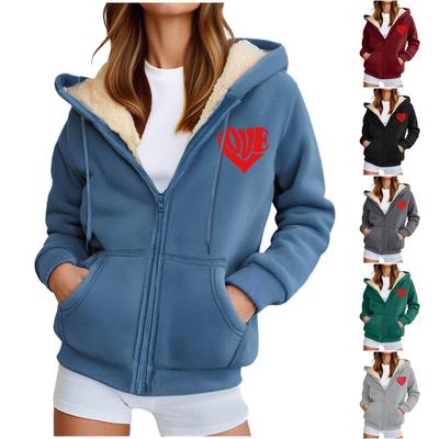 Damenmode Lässiges Sweatshirt Lockerer Cardigan mit Reißverschluss Langarm Kapuzenjacke
