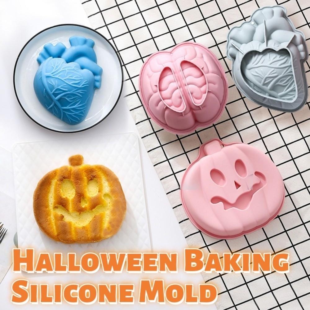 DIY Brain Dessert Mold Non-Stick Halloween Baking Silicone Mold Heart shape Cake Mold  Fondant