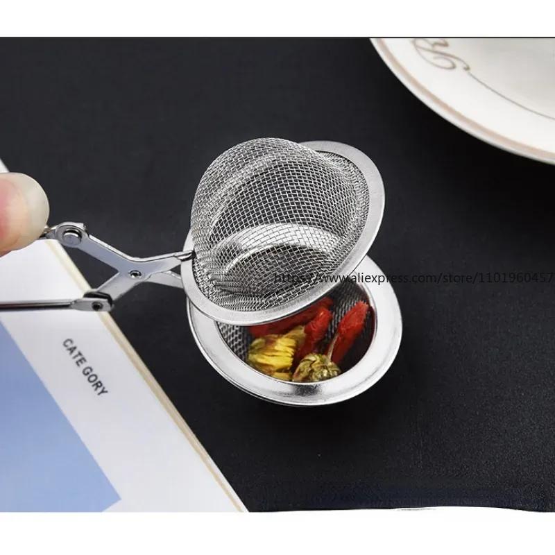 Creative Stainless Steel Tea Strainer Flower Tea Seasoning Filtration Tennis Ball Household Tea Brewing with Handle