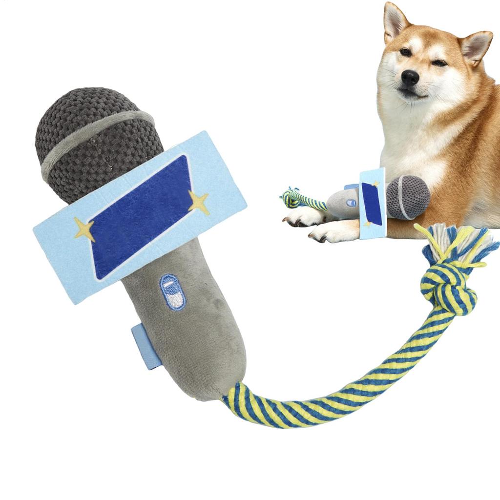 Chew Toys for Cats Microphone Cat Catnip Toys Interactive Plush Rope with Sound Bells Dog Teether for Tugging Chewing Tossing