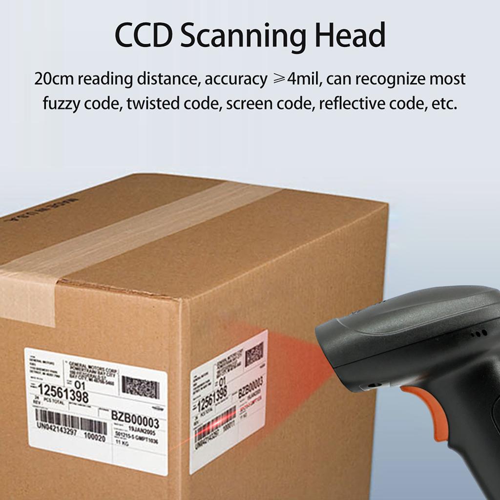 1D Barcode Scanner USB Wired Connection CCD Scanning Head for Paper and Screen Codes Compatible with Windows Android